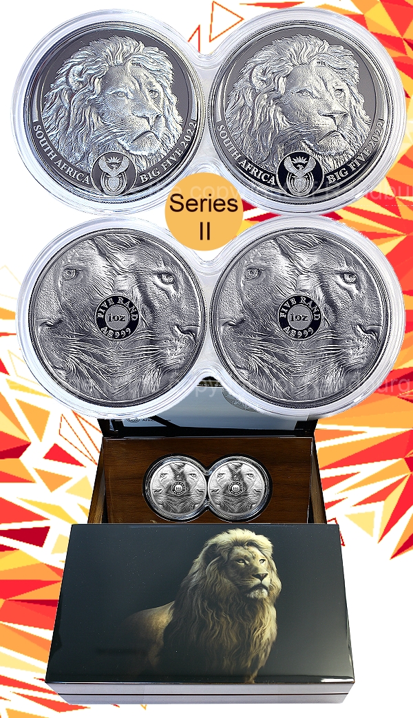 2022 Twin 1oz Fine Silver Proof R5 Big Five Series II Lion Coin